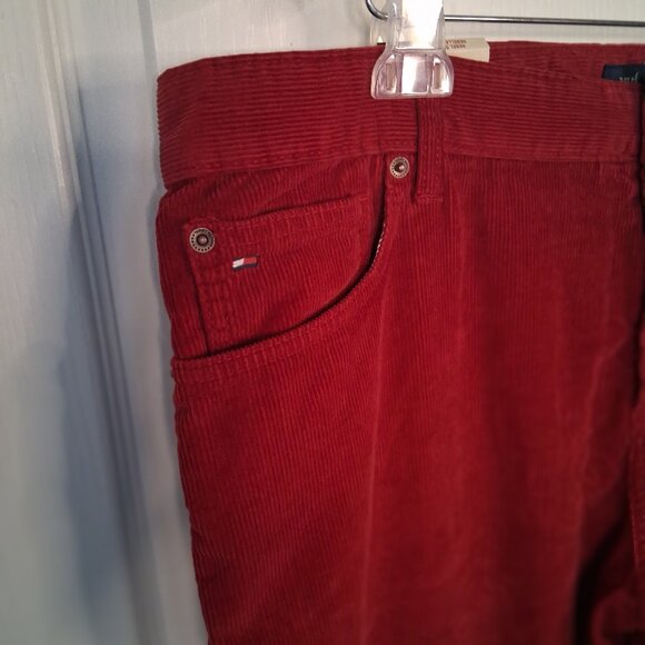 Tommy Hilfiger Corduroy Men's Pants Red 40x32 Slim Fit Classic – New - Picture 4 of 7